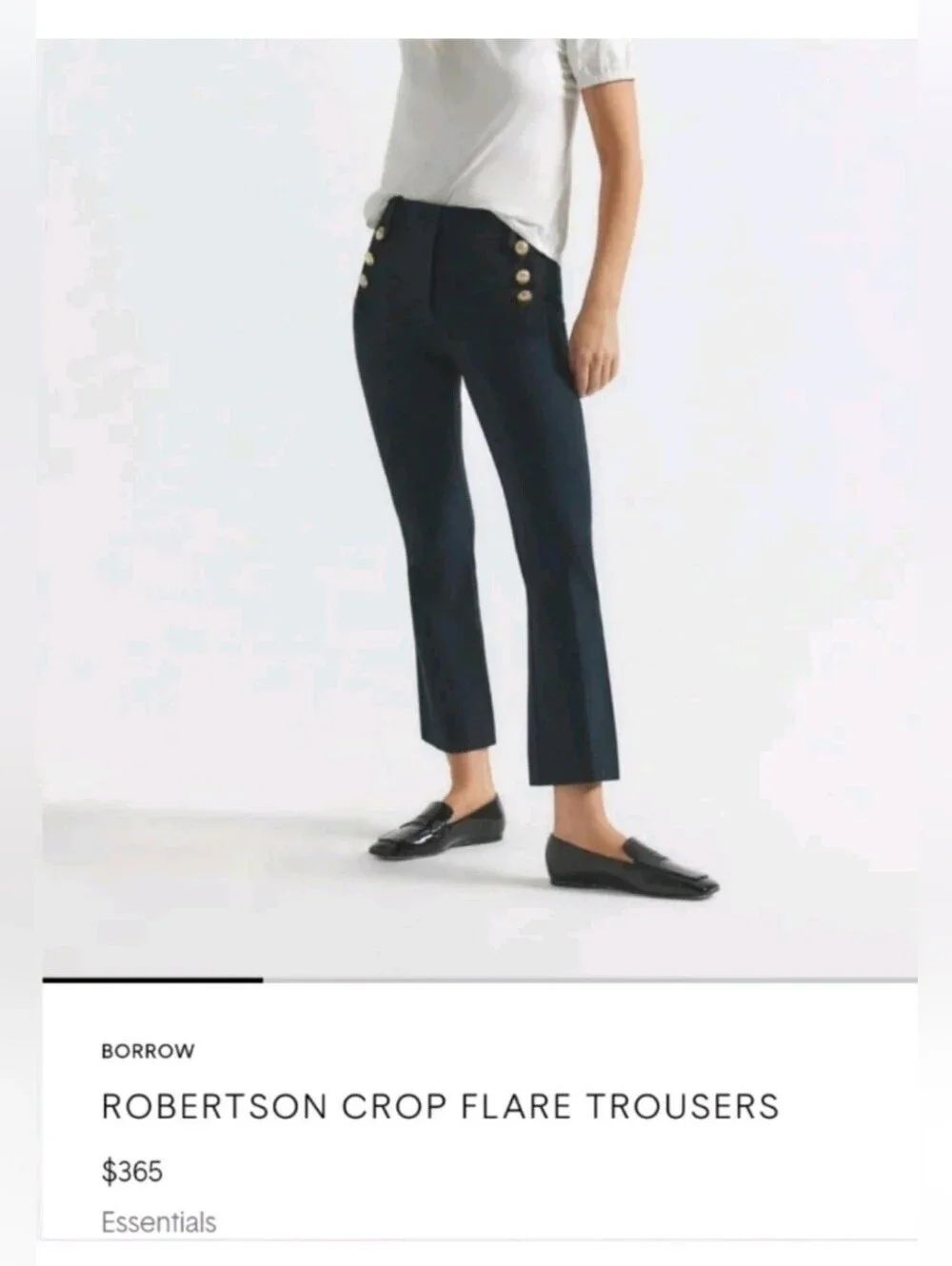 Derek Lam 10 Crosby Robertson Crop Flare Pants Black Size 10 NWT $365